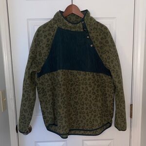 J. Crew Green Leopard Print Fleece